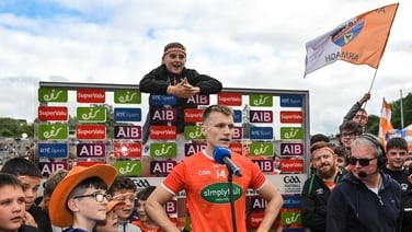 Rian O'Neill reacts to Armagh's passage into quarter-finals