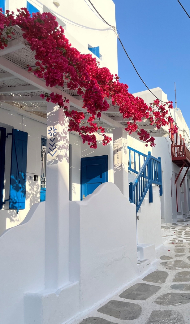 Bougainvillaea add vibrant colour to the streets of Mykonos (Aine Fox/PA)