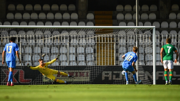 Nicolo Rovella of Italy scores his side's first goal from the penalty spot