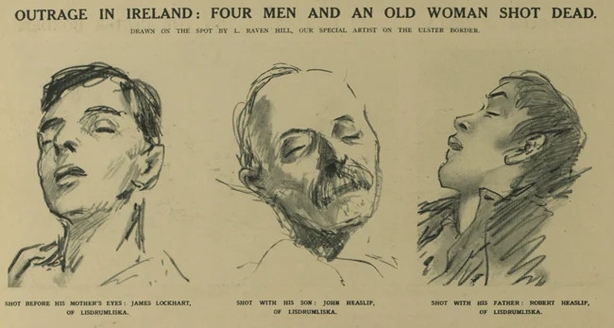 Sketches of some of the victims of sectarian violence in Northern Ireland Photo: The Illustrated London News, June 24 1922