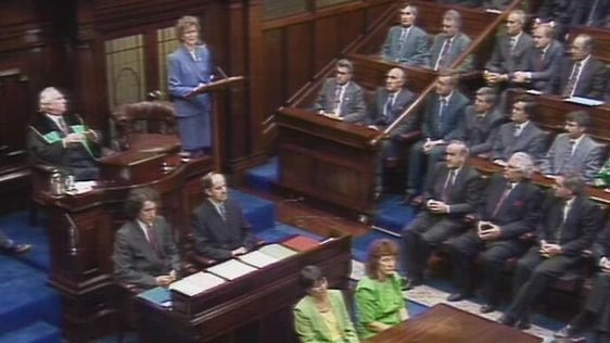President Mary Robinson addresses both houses of the Oireachtas (1992)