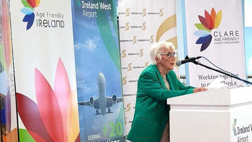 Marie Flanagan, Chair of Mayo's Older People's Council, speaking at Ireland West Airport Knock