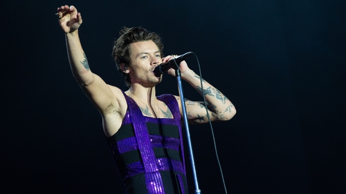 Harry on stage during his Love on Tour show