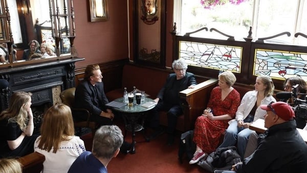 Bono read from his forthcoming autobiography 'Surrender' in public for the first time in Finnegan's pub in Dalkey today as part of the Dalkey Book Festival