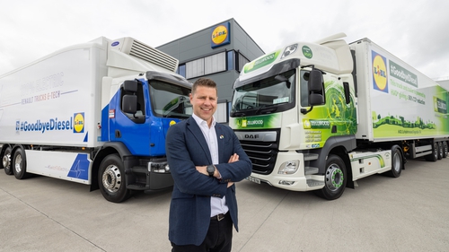 Robert Ryan, Chief Operating Officer, Lidl Ireland & Northern Ireland with the company's new green trucks