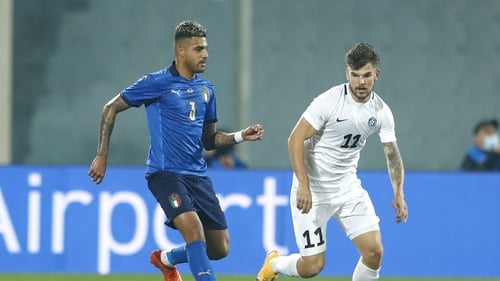 Frank Liivak (right) in action for Estonia against Italy