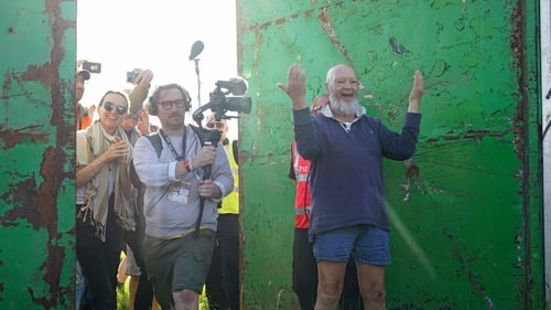 Michael Eavis and Emily Eavis open the gates to concert-goers