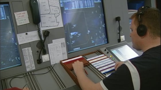 An air traffic controller working at Shannon Area Control Centre in 2007.