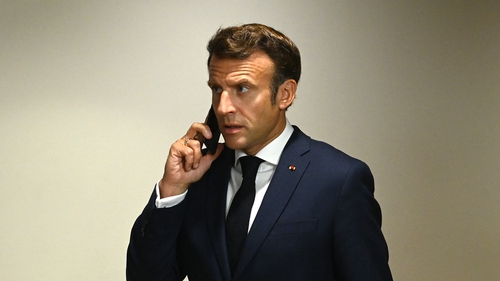 France's President Emmanuel Macron arrives for the EU-Western Balkans leaders' meeting in Brussels