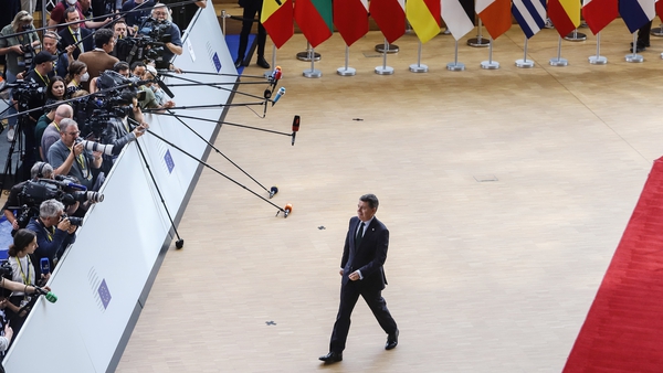 Paschal Donohoe approaches the media on day two of the summit in Brussels