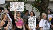 Abortion rights demonstrators gather to protest against the Supreme Court's decision