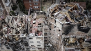An aerial view of destroyed houses in Irpin, Kyiv