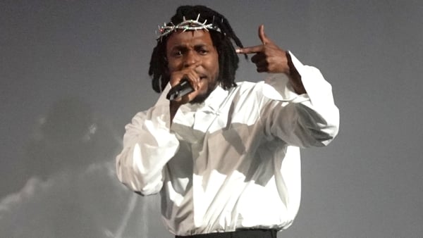 Kendrick Lamar on stage at Glastonbury