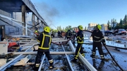 The Ukrainian state emergency service released images of firefighters attending the scene