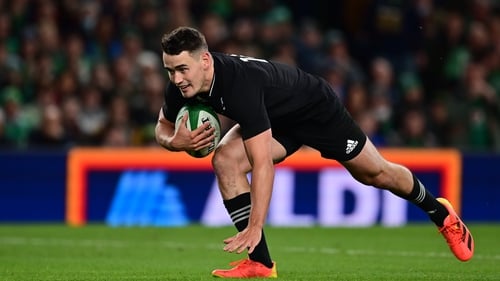 Will Jordan scored one of New Zealand's tries in their 29-20 defeat to Ireland in November