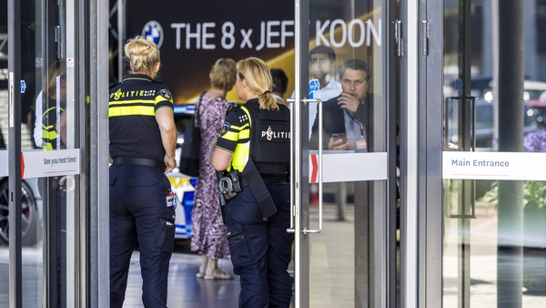 Police at the scene of the robbery at the TEFAF Art Fair in Maastricht