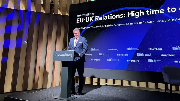 The EU's chief Brexit negotiator Maroš Šefcovic speaking at a Bloomberg event
