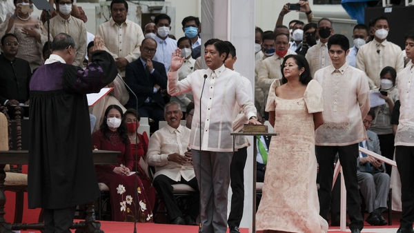 Ferdinand Marcos Jr took the oath in a public ceremony at the National Museum in Manila