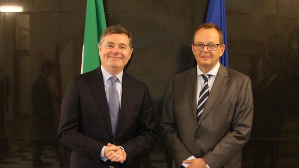 Finance Minister Paschal Donohoe and EIB's Christian Kettel-Thomsen at the Dublin meeting