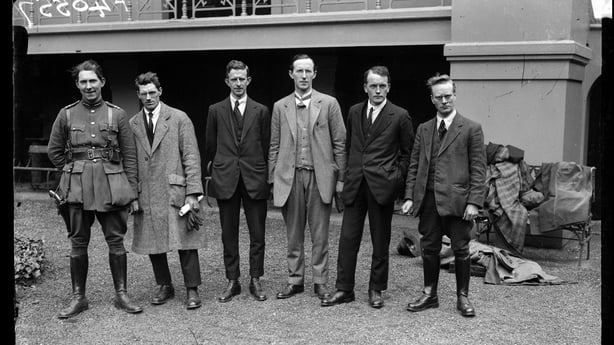 From left to right Sean Mac Eoin Sean Moylan Eoin O Duffy Liam Lynch Gearoid O Sullivan and Liam Mellowes