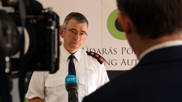 Garda Commissioner Drew Harris being interviewed by RTÉ News today (Image: Rolling News)