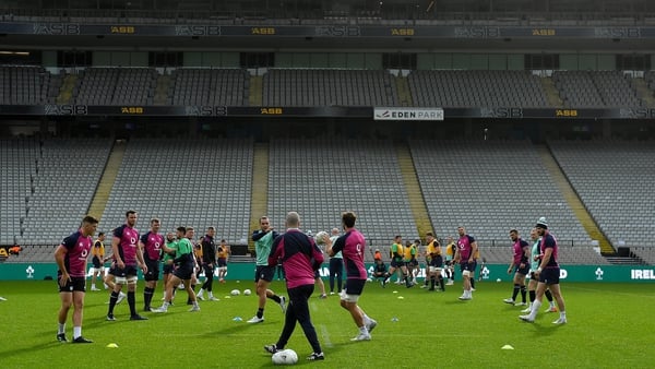 The Ireland team go through their paces at Eden Park on Friday morning