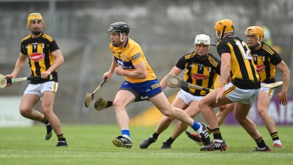 Clare's Tony Kelly trying to elude Kilkenny players Richie Leahy, Conor Browne, Billy Ryan and Richie Reid in a league clash last year