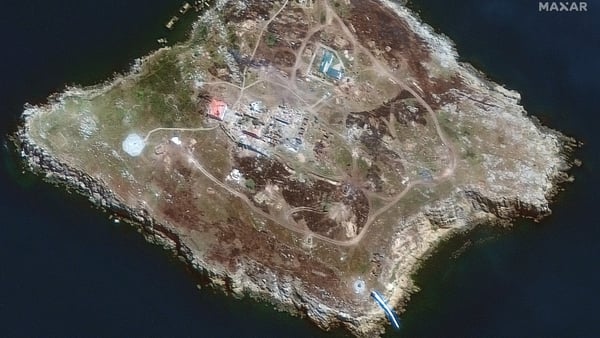 Snake Island in the Black Sea south of Odessa. Photo: Satellite image C2022 Maxar Technologies 2
