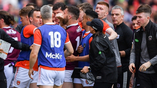 Tiernan Kelly (R) got involved in a row between Armagh and Galway players last weekend