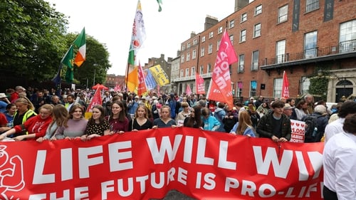 People gathered in Dublin this afternoon for the demonstration