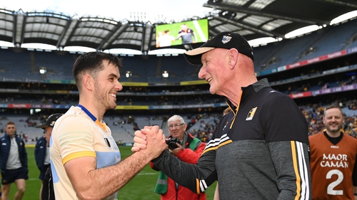 Brian Cody [R] and Kilkenny player Paddy Deegan after the game