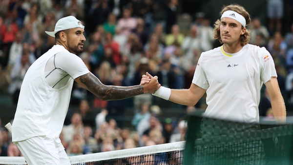 The post-match handshake between Nick Kyrgios and Stefanos Tsitsipas was a fleeting one