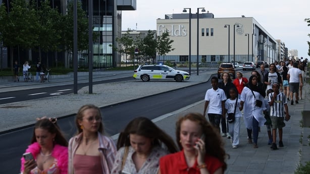 People are evacuated from the Field's shopping centre in Copenhagen