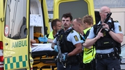Emergency services personnel are pictured at the scene in Copenhagen