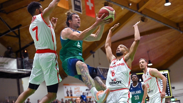 Lorcan Murphy drives into the lane against Switzerland