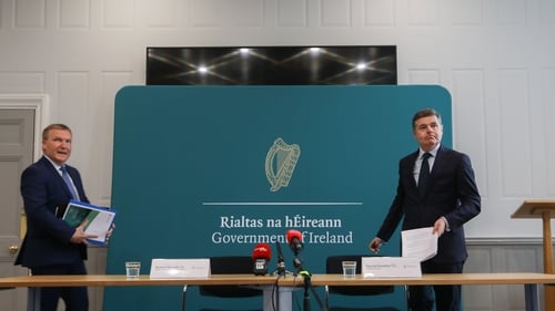 Minister for Finance Paschal Donohoe and Minister for Public Expenditure Michael McGrath host a press conference on the publication of the Government's Summer Economic Statement (Photo: RollingNews.ie)