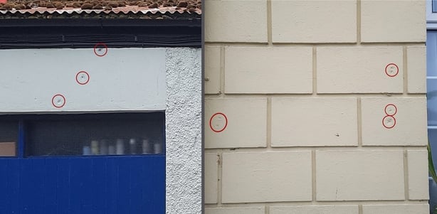 Outgoing National Army and incoming Anti-Treaty IRA bullet impact scars in Passage West