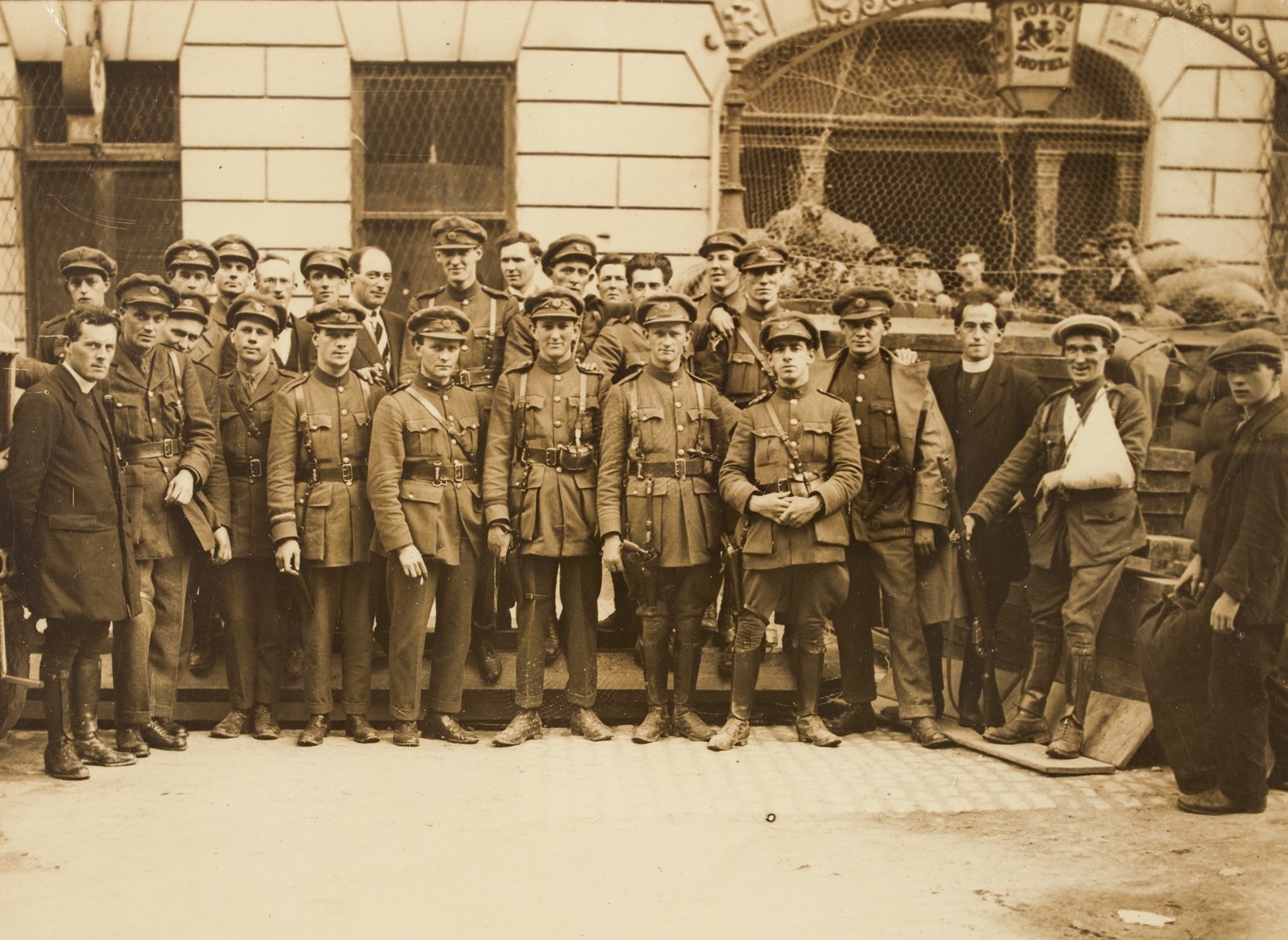 Image - National Army troops outside Cruise's Royal Hotel Limerick in July 1922. Image courtesy of the National Library of Ireland