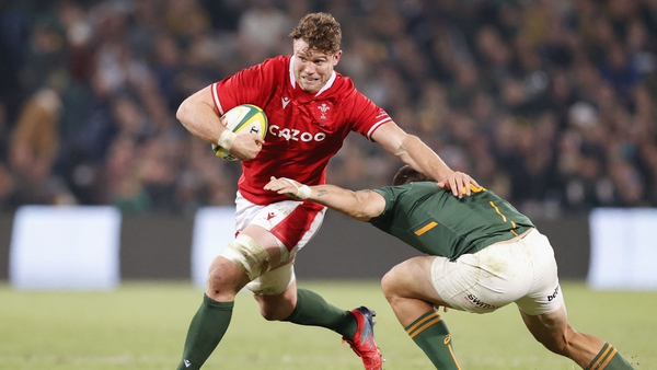 Wales' lock Will Rowlands makes ground against South Africa