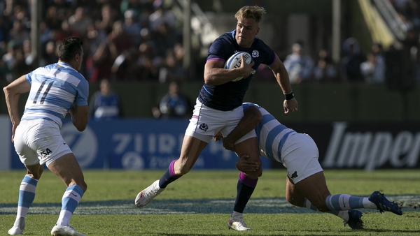 Scotland's Duhan van der Merwe goes on the charge against Argentina