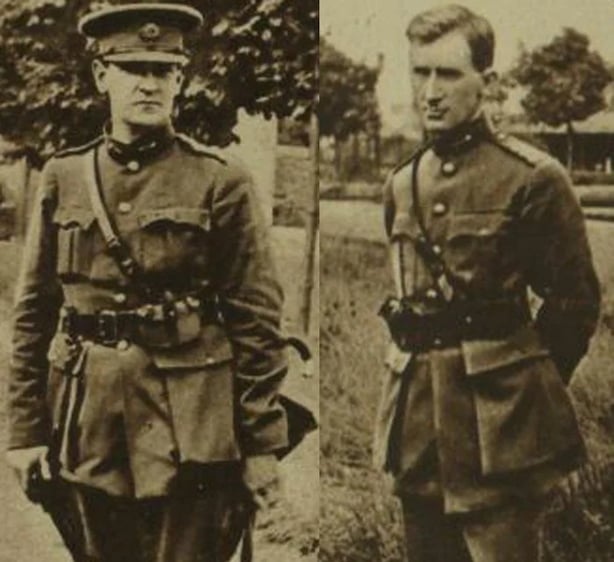 L-R: Commander of the National Army, General Michael Collins; Defence Minister and Chief of Staff of the Irish National Army, General Richard Mulcahy Photo: The Illustrated London News, August 5 1922