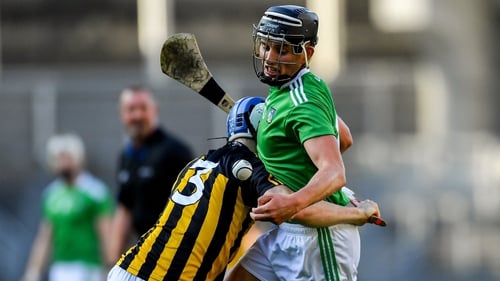 Kilkenny's Huw Lawlor gets to grips with Gearóid Hegarty of Limerick in the 2019 All-Ireland semi-final