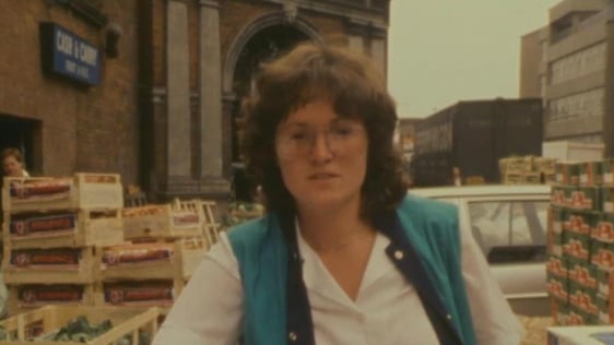 Mairead McGuinness at the Dublin Corporation Fruit and Vegetable Market, Smithfield (1982)