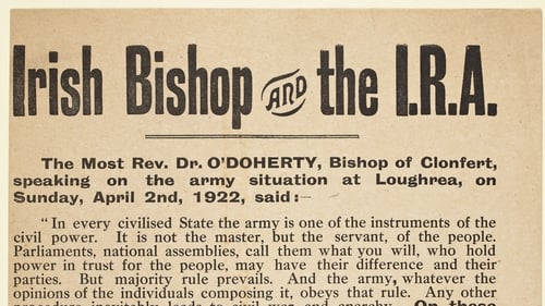 A section of a handbill highlighting the Bishop of Clonfert's opposition to the anti-Treaty forces.