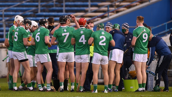 The Limerick team during a water break in October 2020