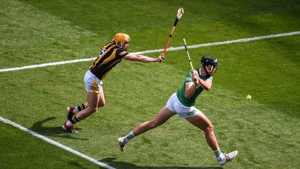 Gearóid Hegarty of Limerick scores his side's first goal during the GAA Hurling All-Ireland Senior Championship Final match between Kilkenny and Limerick