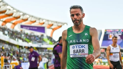 Thomas Barr cut a dejected figure as he left the track at Hayward Field