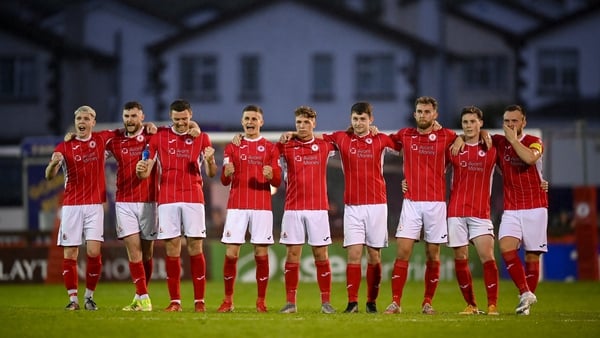 Sligo Rovers players during the penalty shootout against Bala Town last Thursday