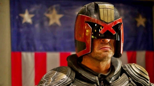 Karl Urban as Judge Dredd in the 2012 movie adaptation