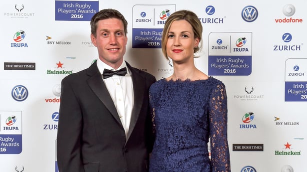 Ronan O'Gara and his wife in 2016